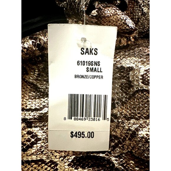 L’Agence 8P Bronze Metallic Python Print Mini Dress Glamcore Bodycon Night Luxe - Picture 10 of 14